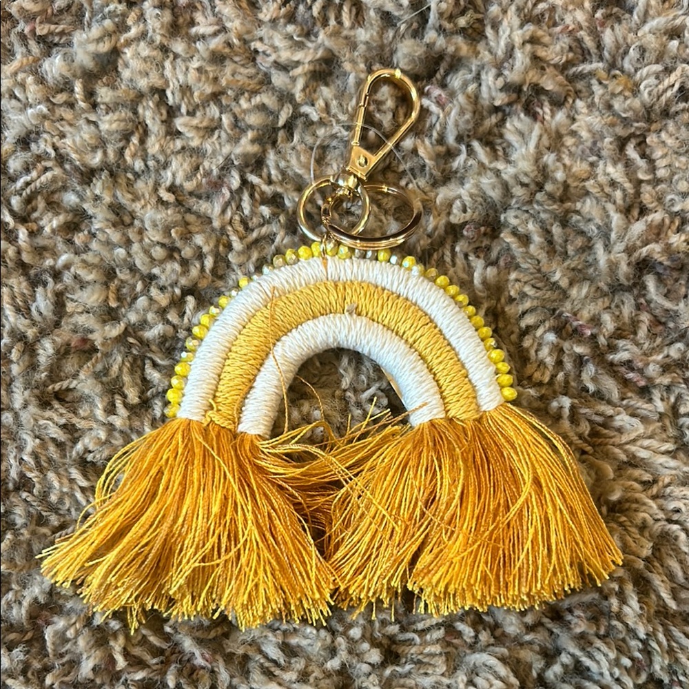 Yellow and White Rainbow Keychain